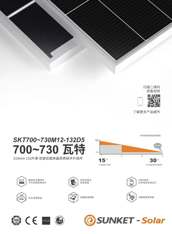 （33框） SKT700~730M12-132D5（常规双玻，白网格背玻2mm） 中文技术规格书封面