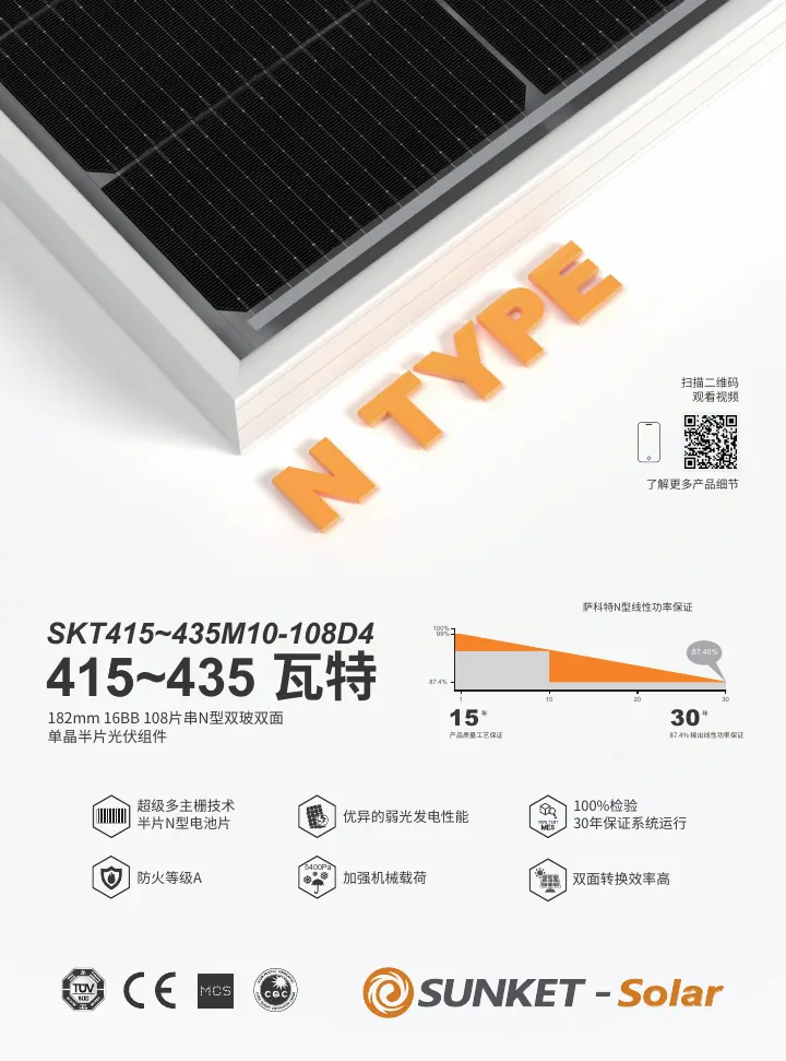 SKT415~435M10-108D4（常规双玻，透明背玻2mm） 中文技术规格书封面