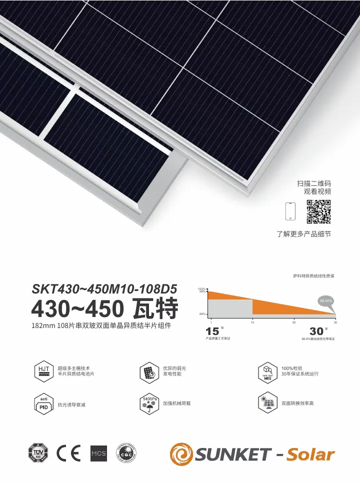 SKT430~450M10-108D5（常规双玻，白网格背玻2mm） 中文技术规格书封面