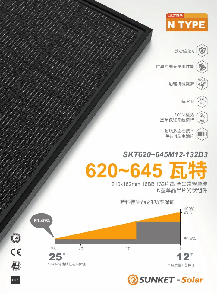 SKT620-645M12-132D3（常规单玻，黑背板,210R） 中文技术规格书封面