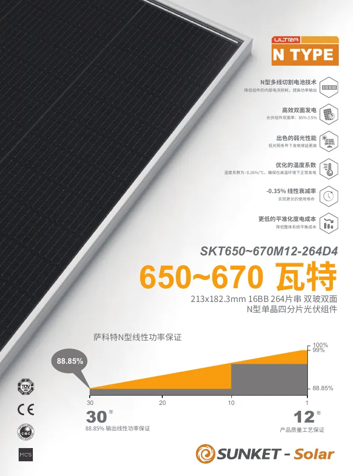SKT650-670M12-264D4(常规双玻，透明背玻-2mm） 中文技术规格书封面